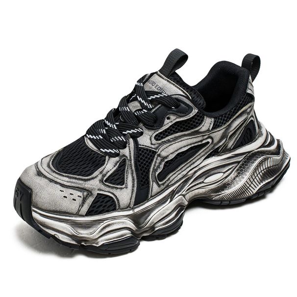2026 Fashion Sneakers Youth/Men Leather Cover + Mesh Low Top Lace-Up Breathable Thick Sole Heighten Non-Slip Wear-Resistant Running Shoes 39-44_desvips.com