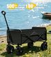 Black Heavy-Duty Collapsible Wagon Cart - All-Terrain Foldable Utility Cart For Camping, Picnics & Beach Trips_desvips.com