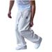 European And American Retro Street Style New Men's Embroidered Fleece-Lined Sweatpants Elastic Waist_desvips.com
