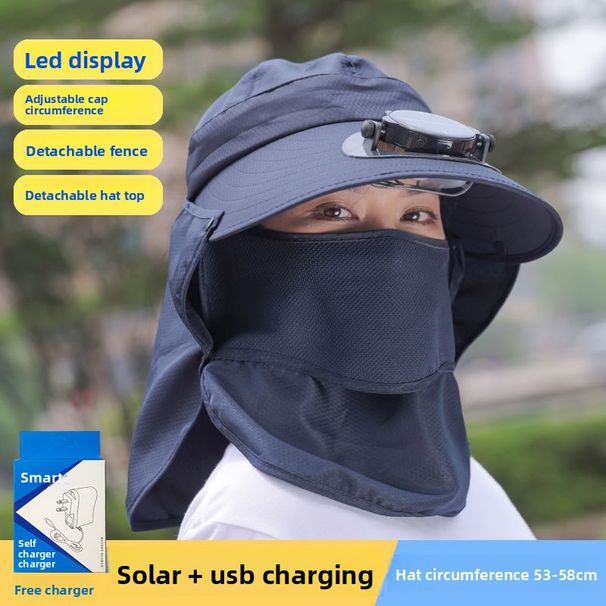 Solar Powered Fan For Men Women, Summer Outdoor Sun Protection, Dad And Mom Greenhouse With Electric Fan, Tea Picking_desvips.com