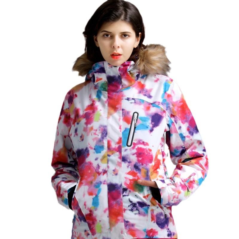001 Gsousnow Windproof Warm Large Fur Collar Top Women's Mountaineering Softshell Ski Jacket For Women_desvips.com