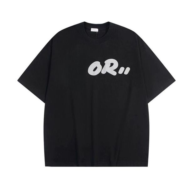 2024 Brand New Printed Letter Short Sleeve Trendy Summer Versatile Men And Women Couple Loose T-shirt Pure Cotton Top_desvips.com