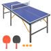 Foldable Table Tennis Table With Net And Bat Set, Suitable For Outdoor/ Indoor Use, Blue Surface, Includes 2 Bats And 3 Balls, Stable 6-leg Design_desvips.com