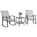 Vongrasig 3-Piece Outdoor Rocking Bistro Set With Textilene Fabric, Includes Two Rocker Chairs And A Glass Table, Suitable For Patio, Lawn, Garden, Ba_desvips.com