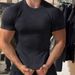 2026 Summer New Men's Sports T-Shirt Youth Seamless Jacquard Short-Sleeve Compression Quick-Dry Tight Training Top_desvips.com