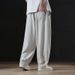 Men's Summer Loose-fitting Linen With A Drapey Feel, Wide-leg Casual Trousers, New Chinese-style Large-size Cotton-linen_desvips.com