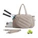 Lightweight Waterproof Polyester Tote Bag – Expandable Women's Sports Carryall For Outdoor Activities In Black/Tan/Pink/White_desvips.com