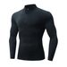 Stand Collar Open Chest Zipper Long Sleeve Tights Fitness Clothes Men's Autumn And Winter Running Fitness Quick Drying Clothes Bottoming Sports Tops_desvips.com