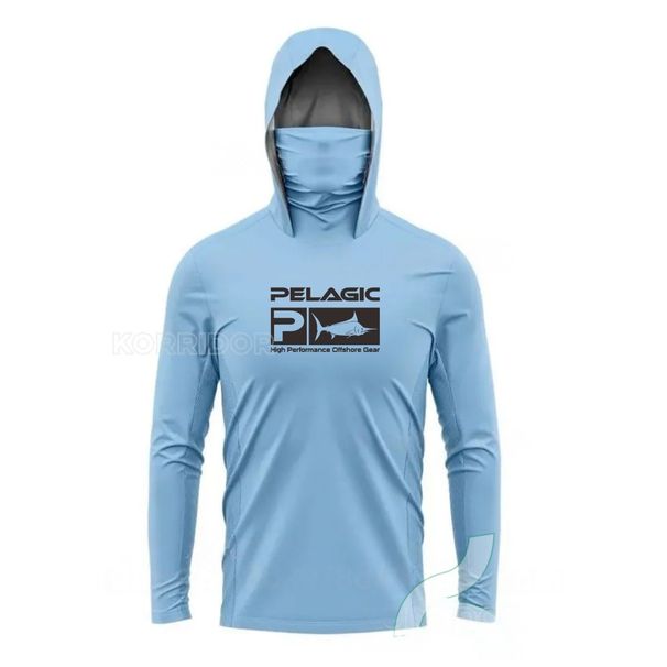 Pelagic Long Sleeve Fishing Suit Ice Silk Face Towel Hoodie Quick Drying Breathable Sun Protective Thin T-Shirt UPF 50+_desvips.com