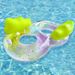Ink Painting Double Swim Ring - Thickened PVC Floating Seat For Couples (Rainbow Glitter Design Non-Slip Surface Includes Air Pump & Repair Kit)_desvips.com