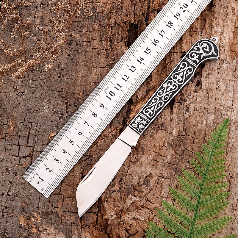 Exquisite Stainless Steel Portable Ethnic Small Travel Outdoor Pocket Folding Sharp Fruit Knife Peeler_desvips.com
