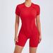 European And American Three-Dimensional Aesthetic Sports One-Piece Yoga Suit Tight Short Sleeve Backless Bodysuit_desvips.com
