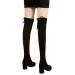 artificial Suede Autumn Zipper Elastic Knee Boots Womens Lace High Heels Black Botas Drone 240911_desvips.com
