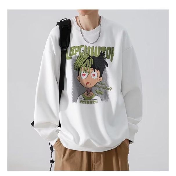 High-End Spring And Autumn Round Neck Cool Sweatshirt American Style Trendy Loose Hoodless Jacket Top_desvips.com