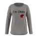 Women's Clothing I'M OKAY printed sweatshirt women's loose bat long sleeve top_desvips.com