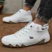 High Top Sports Men's Breathable Leather Casual Women's Fashionable Design Durable Rubber Shoes White_desvips.com