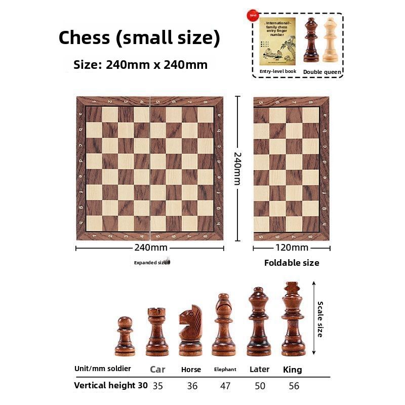 Set For Elementary School Students, Magnetic Foldable Portable Wooden Chessboard, High-end Chess Pieces_desvips.com