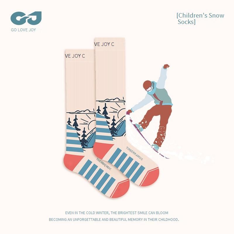 Kids' Winter Ski Socks - Thick Wool Socks For Outdoor Sports, Cycling, Anti-Slip & Warm, Seamless Toe Design, Unisex (DRWZ08)_desvips.com