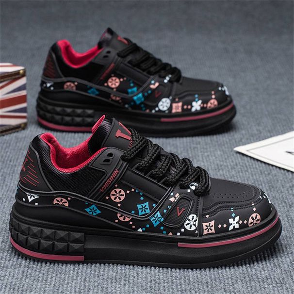 2025 Fshion Sneakers Men's Artificial PU Splicing Low Top Lace-Up Breathable Non-Slip Wear-Resistant Running Shoes 39-44_desvips.com
