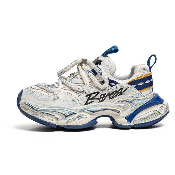 2026 Fashion European Station Vintage Sneakers Youth/Men PU+Mesh Low Top Lace-Up Thick Sole Non-Slip Wear-Resistant Running Shoes_desvips.com