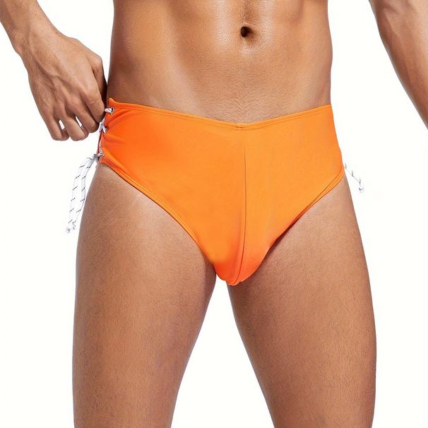 Men's Sexy Solid-Color Swim Shorts - Dual Side Drawstrings & Anti-Slip Lining (Quick-Dry Fabric & UPF 50+) - Beach & Pool Wear_desvips.com