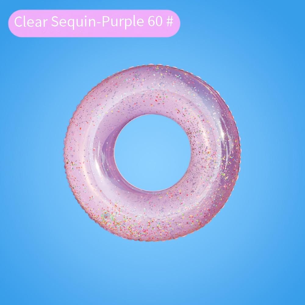 Glitter Inflatable Pool Float Thickened Clear PVC Swim Ring With Sparkling Sequins For Adults Swimming Circle For Beach Pool Parties_desvips.com