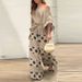 Women's Clothing summer new fashion oblique collar one shoulder high waist casual printed pants suit for women_desvips.com