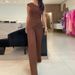 Women's solid color oblique collar striped elastic slim fit knitted sweater and pants suit for women_desvips.com