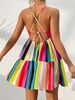 A-line Skirt Slip Holiday Print Sleeveless Dress_desvips.com