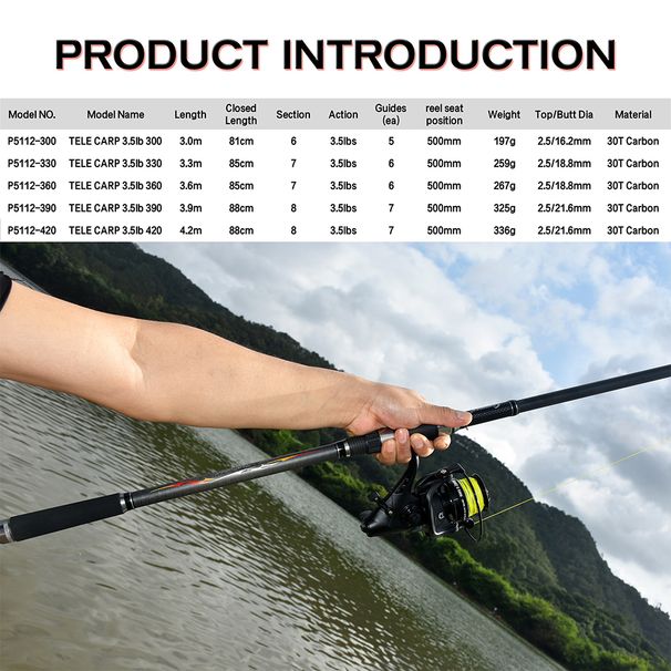 BIUTIFU Telescopic Carp Fishing Rods 3.5lb 3.0/3.3/3.6/3.9/4.2m 30T Carbon Spinning Power 40-160g Surfcasting Phishger Hard Pole_desvips.com