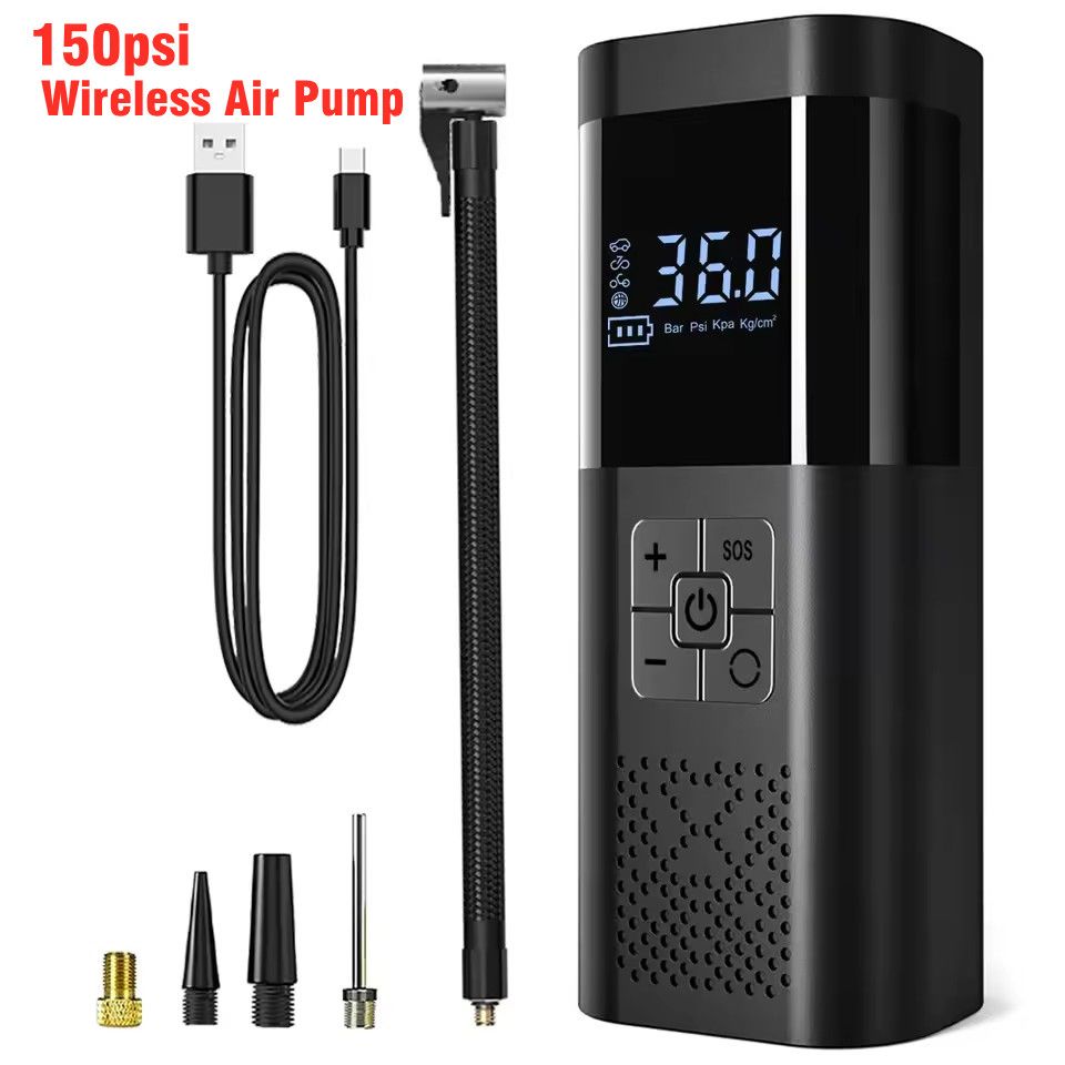 Wireless Air Pump 150psi Portable Electric Tire Inflator For Car Bicycle Motorcycle Air Compressor Injector Bike Accesso_desvips.com