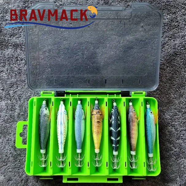 14pcs/pack 10cm Jigs Luminous Boxed Wooden Shrimp Lure Squid Hook Cuttlefish Octopus Sea Fishing Bait_desvips.com