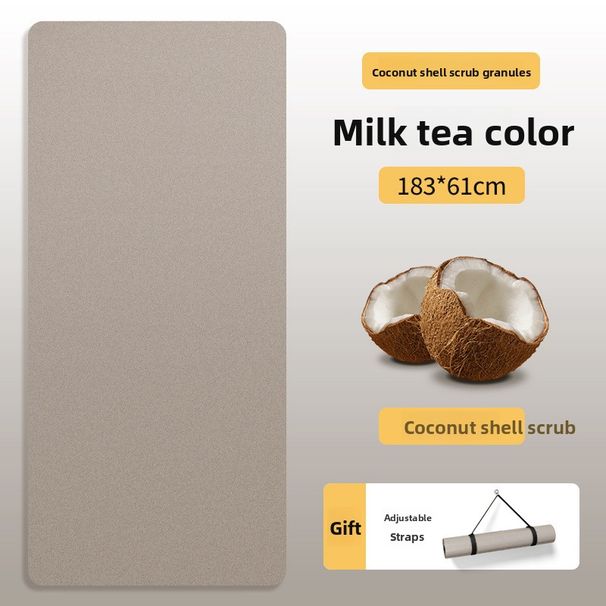 Coconu Shell Scrub PU Yoga Naural Rubber High Solid Widened 80cm Non-Slip Professional 5mm Finess Shock Absorpion_desvips.com