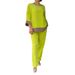 Women's Clothing loose large size casual round neck top shirt straight pants suit_desvips.com