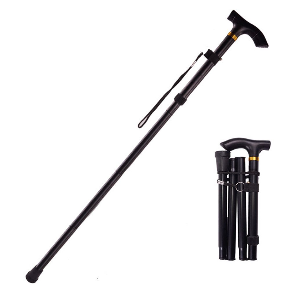 bosejulil Aluminum Alloy Folding Walking Stick Crutches Portable Walking Stick Mountaineering Trekking Pole EJULIS_desvips.com