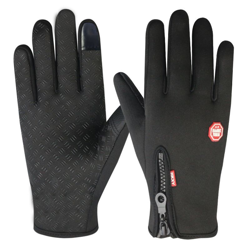 With Zipper Design Outdoor Cycling Gloves For Men Winter Women Riding Touchscreen Motorcycle Waterproof Warm_desvips.com