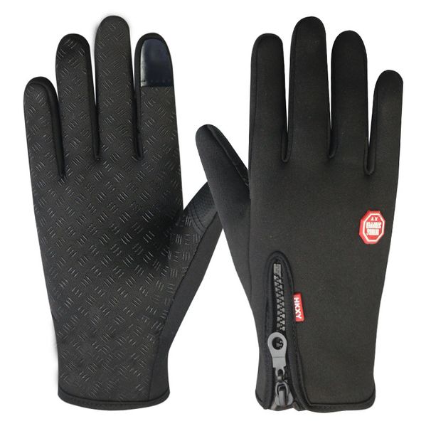 With Zipper Design Outdoor Cycling Gloves For Men Winter Women Riding Touchscreen Motorcycle Waterproof Warm_desvips.com