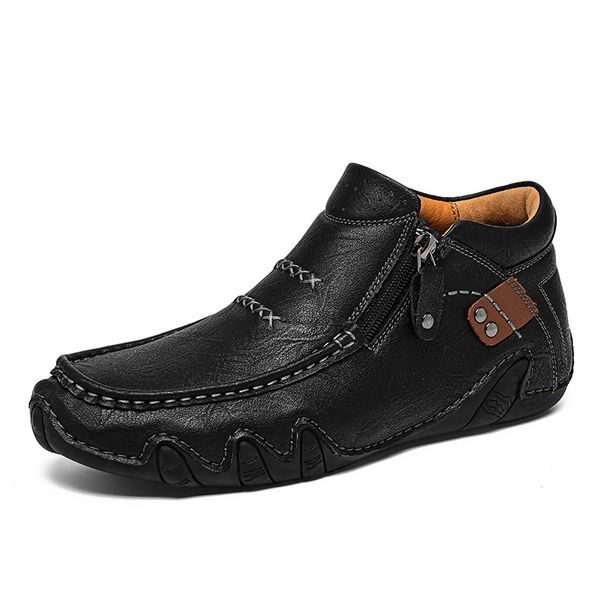 2026 Fashion Outdoor Casual Shoes Youth/Men Mid-Range Vintage Side Zipper Ultra-Fine Leather Hiking Shoes 39-48_desvips.com