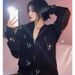 New Autumn Loose Top For Men Women With Star Rhinestones And Zipper Y2k Sweatshirt_desvips.com