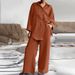 Women's Clothing nine quarter sleeve shirt loose pants two piece suit_desvips.com