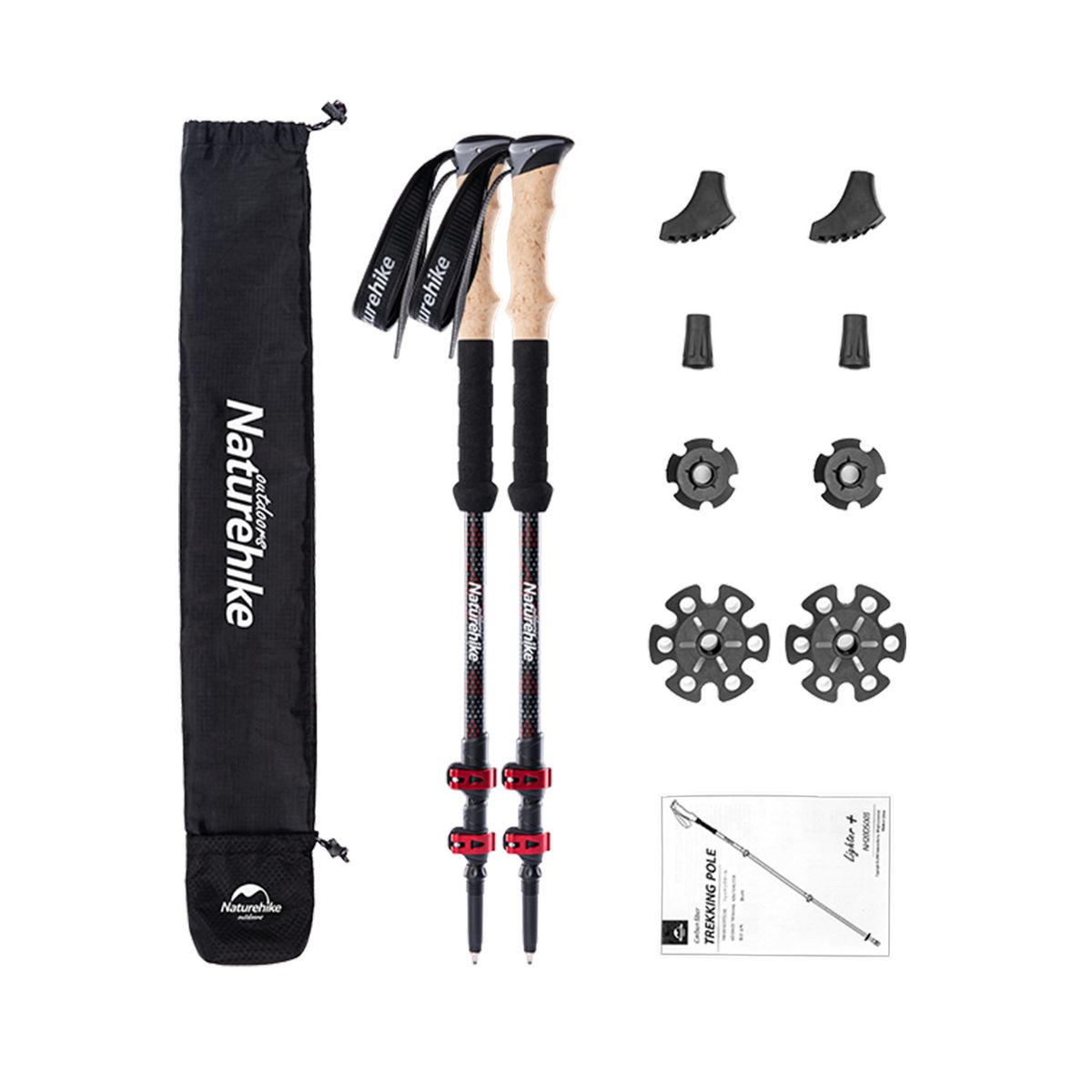 Naturehike Trekking Poles 2pcs Carbon Fiber Collapsible Telescopic Sticks Lightweight Walking Hiking Stick Climbing Stick_desvips.com