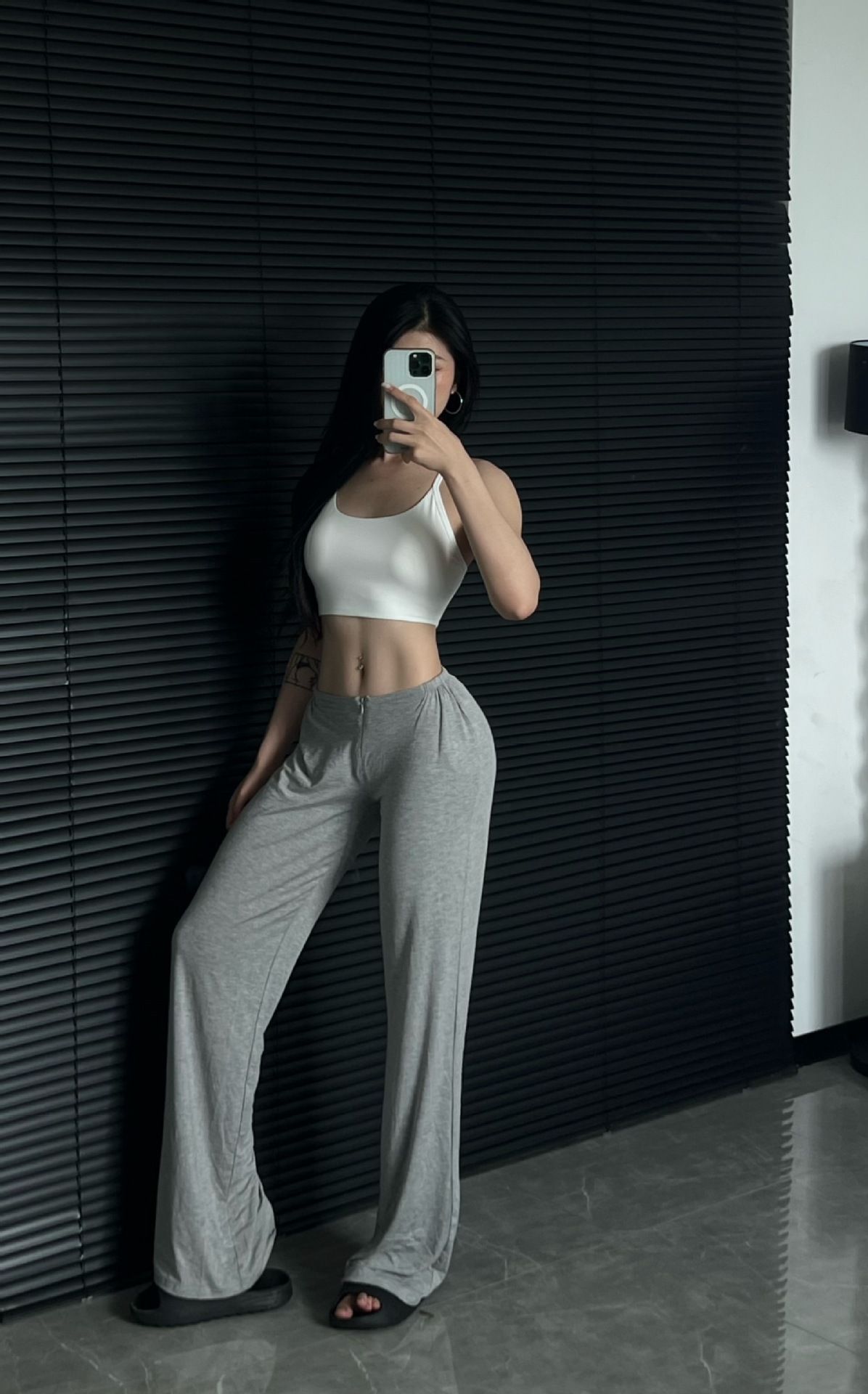 Cotton Zippered Drape Fitness Yoga Sports Trousers Pure Desire Straight Women's Floor-length Trousers_desvips.com