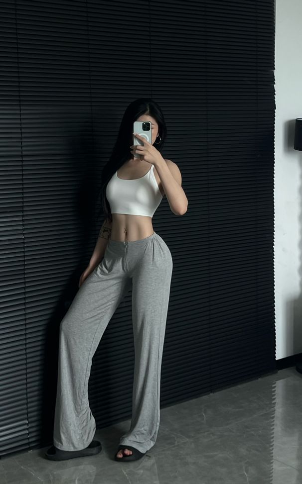 Cotton Zippered Drape Fitness Yoga Sports Trousers Pure Desire Straight Women's Floor-length Trousers_desvips.com