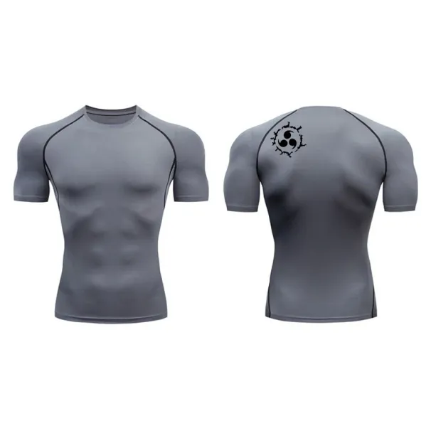 Graphic Compression Shirts For Men Athletic Quick Dry Rash Guard Stretchy Baselayers Undershirts Gym Workout Running_desvips.com