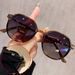 New Style Large-frame Tea Color Sunglasses For Women, Slimming, UV Protection, Sun Protection Glasses, Suitable For Photos, Outdoor Commuting_desvips.com
