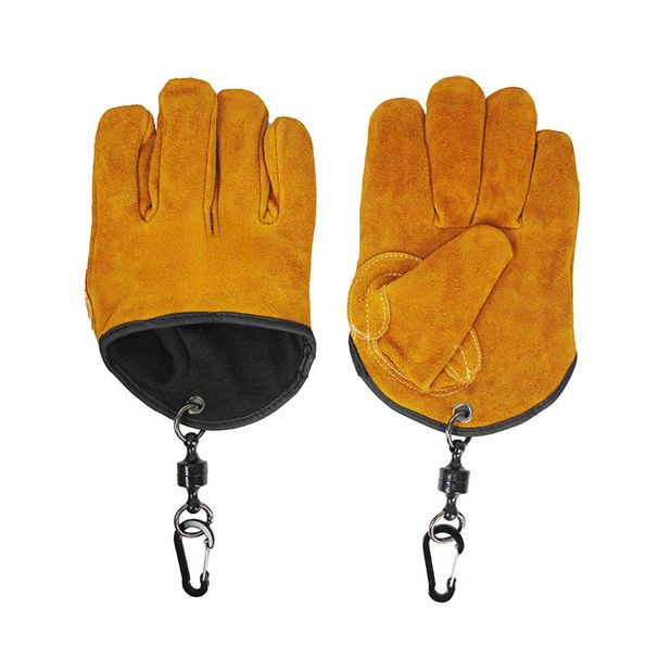 Outdoor Top Layer Cowhide Heat Insulation Anti-scald BBQ Hangable Portable Fireproof Genuine Leather Non-slip Fishing_desvips.com