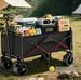 Black Heavy-Duty Collapsible Wagon Cart - All-Terrain Foldable Utility Cart For Camping, Picnics & Beach Trips_desvips.com