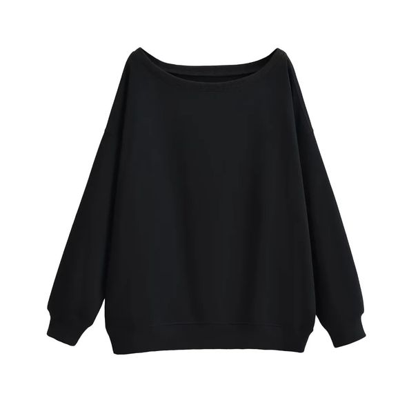 American Style Spicy Girl Off Slanted Pullover, Front Hoodie, Women's Spring And Autumn Design Sense, One Shoulder Loose_desvips.com