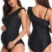 Maternity One-Piece Swimsuit - Off-Shoulder Ruffle Design Supportive & Comfortable For Pregnancy Sexy & Stylish For Beach & Pool_desvips.com