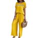 women's clothing spring and summer casual fashion solid color short-sleeved trousers suit_desvips.com
